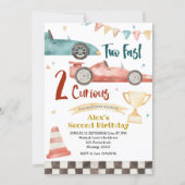 Two Fast Two Curious Racing Boy Birthday Invitation (Front)