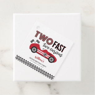 Two Fast Two Curious Red Race Car Birthday  Favor Tags