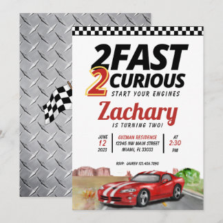 Two Fast Two Curious Vintage Birthday Invitation