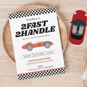 Two Fast Two Handle Boy 2nd Second Birthday Party Invitation