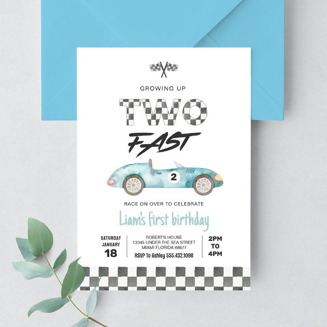 TWO Fast Vintage Race Car 2nd Birthday Invitation (Creator Uploaded)