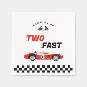 Two Fast Vintage Red Race Car Boy Birthday Napkins