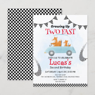 Two Fast wild Fox race car 2nd Birthday Party  Postcard