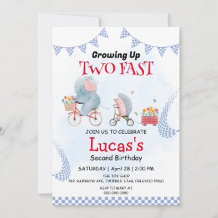 Two Fast wild jungle bicycle 2nd Birthday Party Invitation