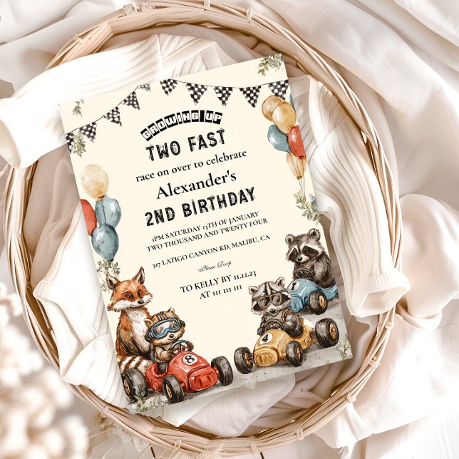 Two Fast Woodland Animals 2nd Birthday Invitation (Creator Uploaded)
