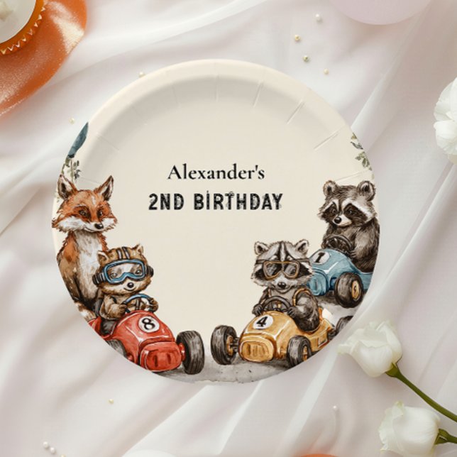 Two Fast Woodland Animals 2nd Birthday Paper Plates (Creator Uploaded)