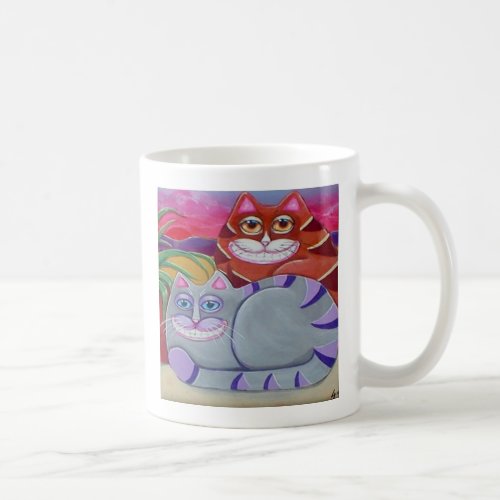 Two Fat Tabby Cats Original Cat Lover Art Coffee Mug