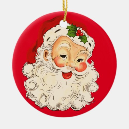 Two father christmas smiling face ceramic ornament