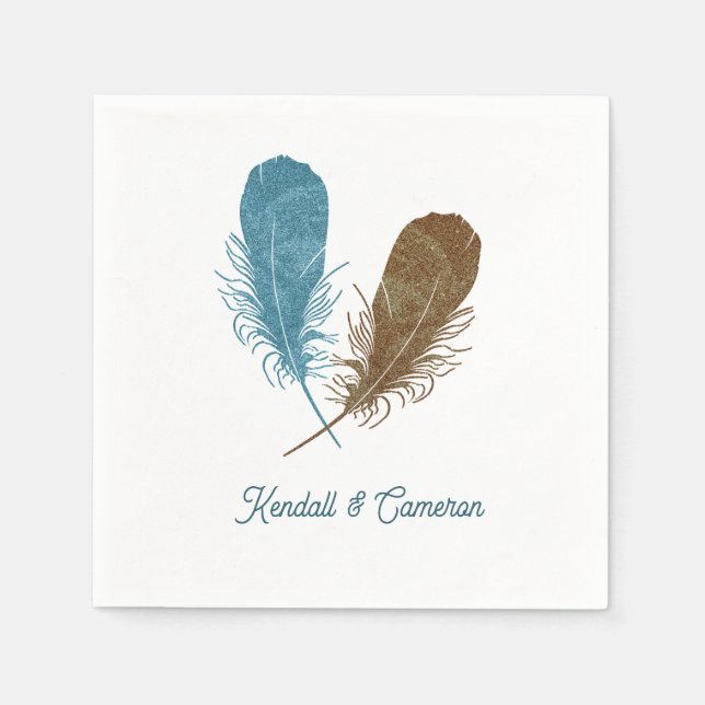 Two Feathers Wedding Napkin (Front)