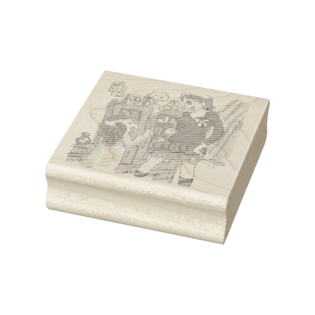 two female illustrations with a difference in heig rubber stamp (Stamp)