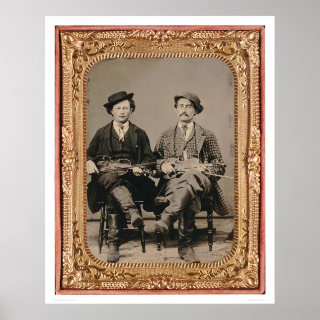 Two fiddlers, seated with instruments (40050) poster (Front)
