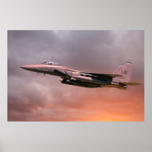 Two fighter jets passing in storm clouds poster