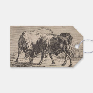 Two Fighting Bulls (by Paulus Potter) Gift Tags