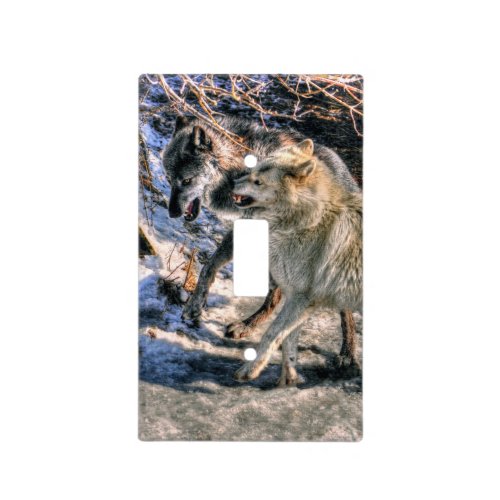 Two Fighting Wolves Wildlife Design Light Switch Cover