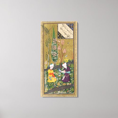 Two Figures Reading and Relaxing in an Orchard Canvas Print