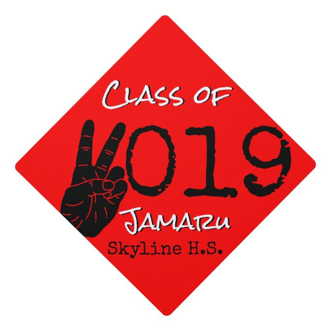 Two Fingers|Deuces| Graduating Class Graduation Cap Topper (Front)