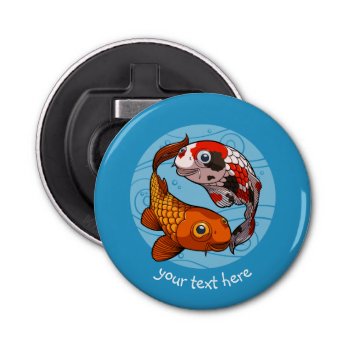 Two Fish Friends Swimming Cartoon Koi Carp Bottle Opener by NoodleWings at Zazzle