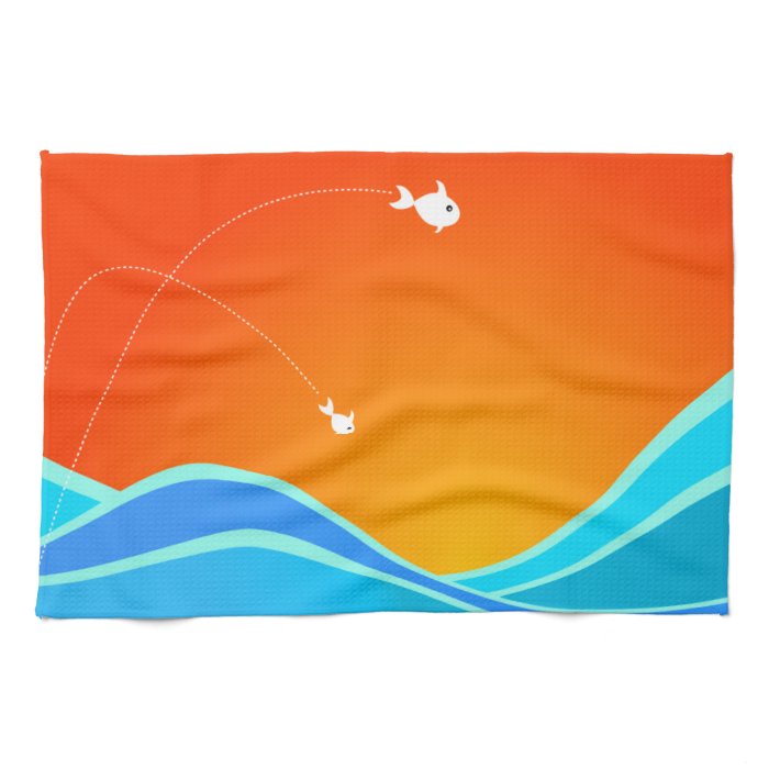 Two Fish Jumping In The Sea Kitchen Towel