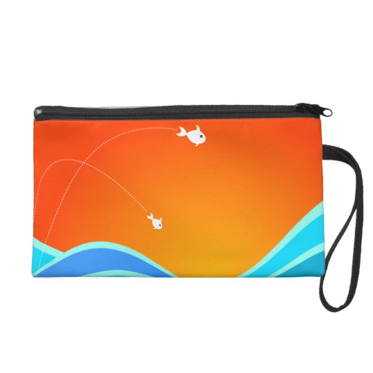 Two Fish Jumping In The Sea Wristlet Purse