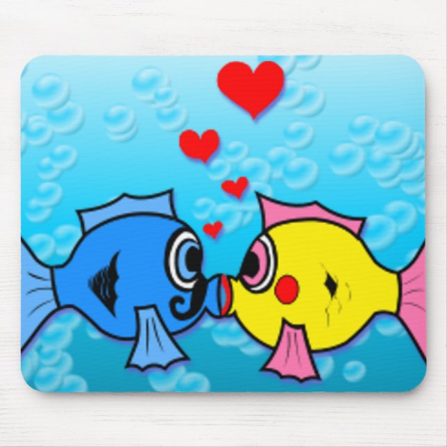 Two Fish Kissing, Underwater Scene Mouse Pad (Front)