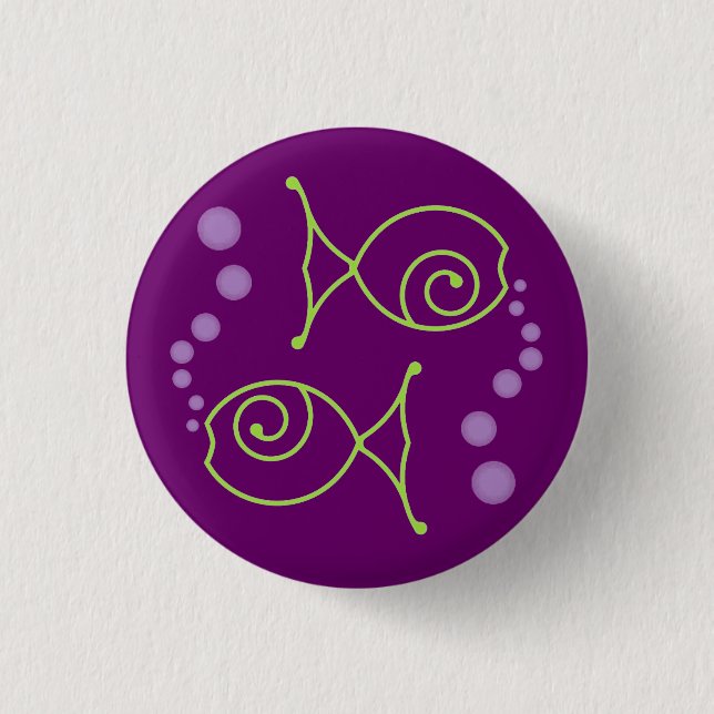 Two Fish With Bubbles Pinback Button (Front)
