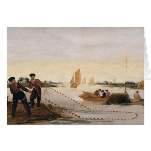 Two Fishermen Pulling in their Nets Cards (Front Horizontal)