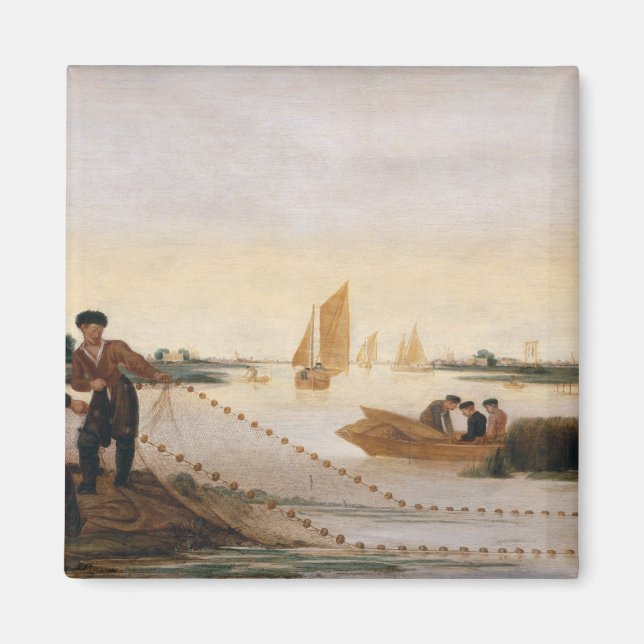 Two Fishermen Pulling in their Nets Magnet (Front)