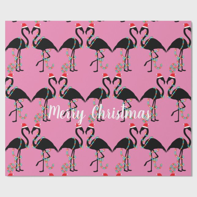 Two Flamingos Christmas  Wrapping Paper (Flat)