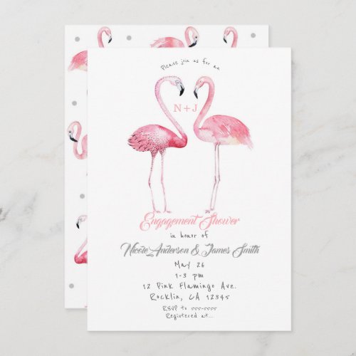 Two Flamingos Flamingo Engagement Shower Summer Invitation