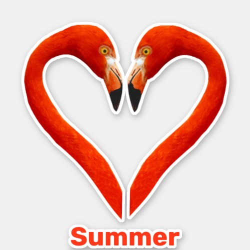 Two Flamingos  Heart Shape with Editable Text  Sticker