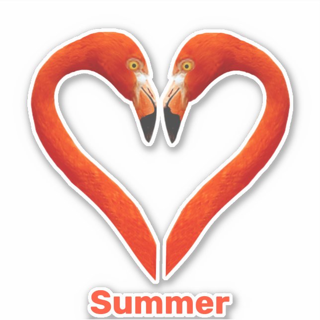 Two Flamingos & Heart Shape with Editable Text  Sticker (Front)