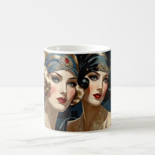 Two Flappers With Off Shoulder Dresses Coffee Mug
