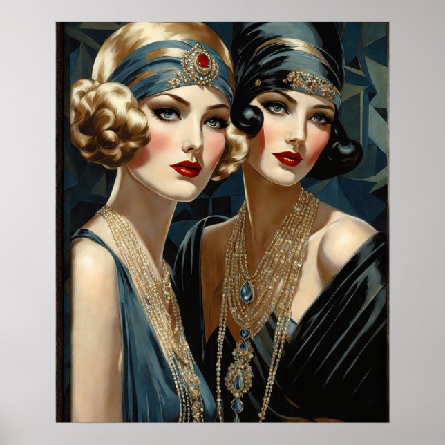 Two Flappers With Off Shoulder Dresses Poster (Front)