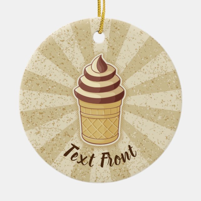 Two Flavors Ice Cream Cup Ceramic Ornament (Front)