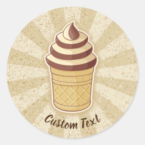 Two Flavors Ice Cream Cup Classic Round Sticker