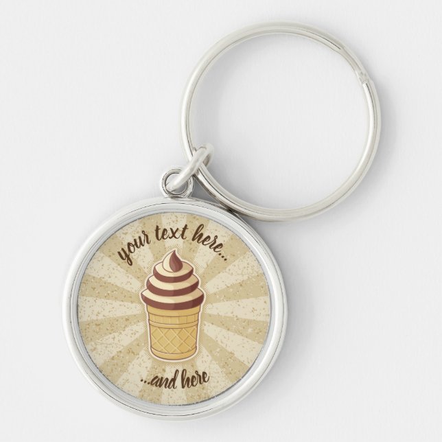Two Flavors Ice Cream Cup Keychain (Front)