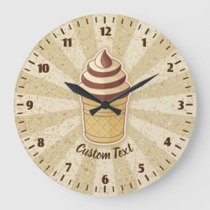 Two Flavors Ice Cream Cup Large Clock