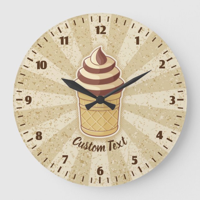 Two Flavors Ice Cream Cup Large Clock (Front)