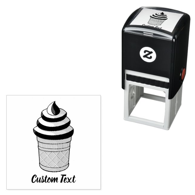 Two Flavors Ice Cream Cup Self-inking Stamp (In Situ)