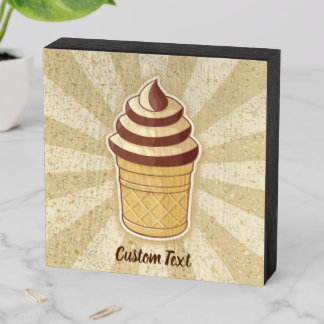 Two Flavors Ice Cream Cup Wooden Box Sign