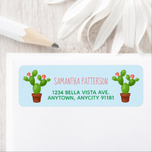 Two Flowering Cactus Plants Return Address Labels