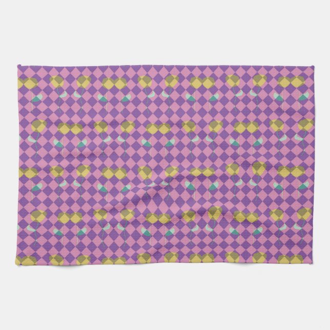 Two Flowers Diamonds Kitchen Towel (Horizontal)