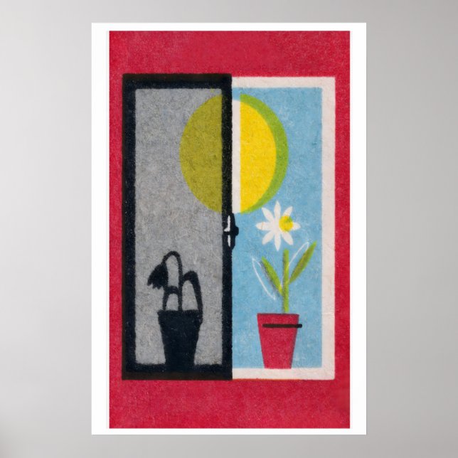 Two Flowers Matchbox Print Vintage Eastern Europe (Front)