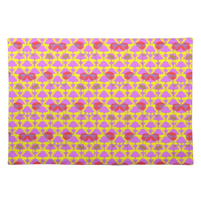 Two Flowers Roses Cloth Placemat (Front)
