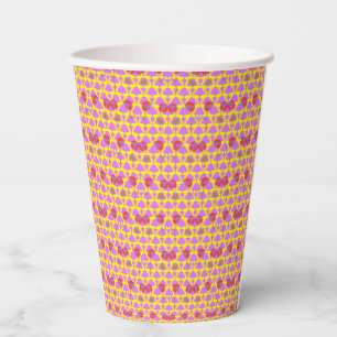 Two Flowers Roses Paper Cups