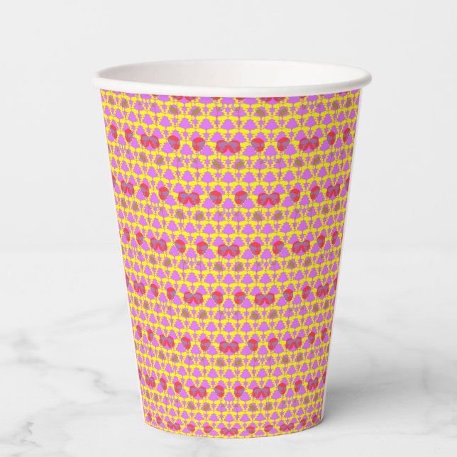 Two Flowers Roses Paper Cups (Front)