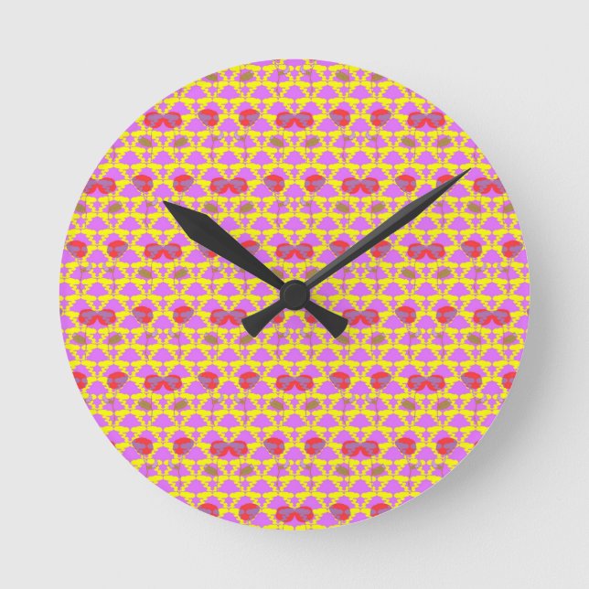 Two Flowers Roses Round Clock (Front)