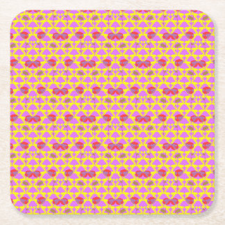 Two Flowers Roses Square Paper Coaster