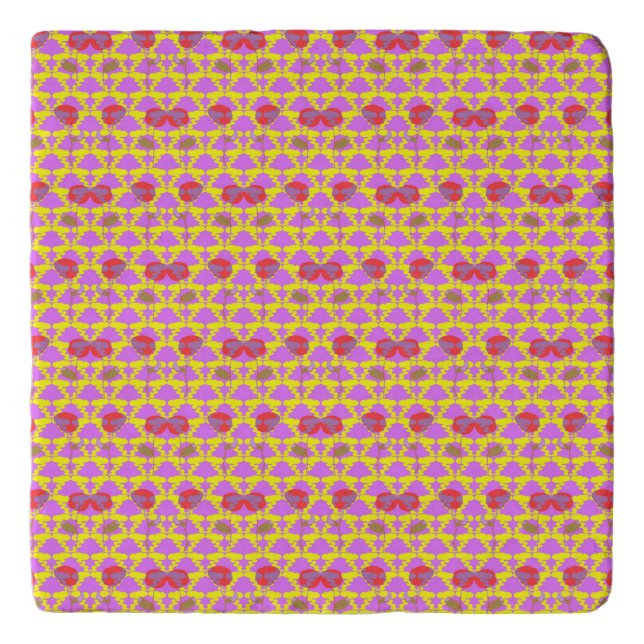 Two Flowers Roses Trivet (Front)
