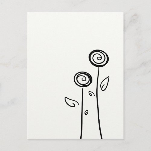 Two Flowers Simple Line Drawing Postcard